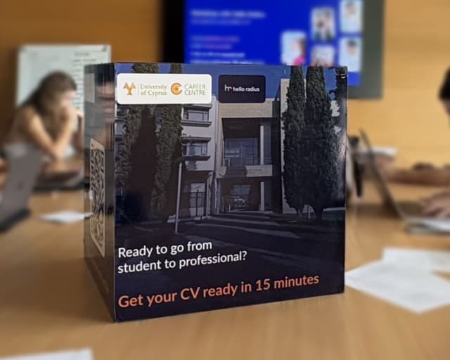 Smart CV building workshop at the University of Cyprus showing the new partnership with Hello Radius to equip students with AI-powered career tools
